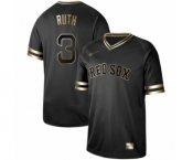 Men's Boston Red Sox #3 Babe Ruth Authentic Black Gold Fashion Baseball Jersey