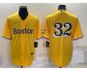 Men's Boston Red Sox #32 Matt Barnes Gold No Name 2021 City Connect Stitched MLB Cool Base Nike Jersey