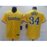 Men's Boston Red Sox #34 David Ortiz Nike Gold-Light Blue 2021 City Connect Player Jersey