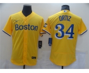 Men's Boston Red Sox #34 David Ortiz Nike Gold-Light Blue 2021 City Connect Player Jersey