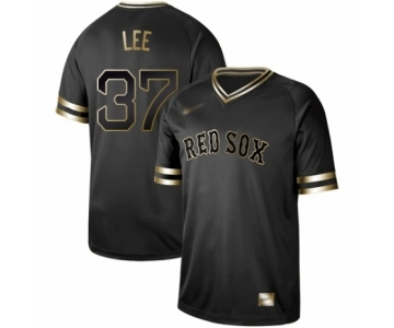 Men's Boston Red Sox #37 Bill Lee Authentic Black Gold Fashion Baseball Jersey