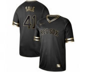 Men's Boston Red Sox #41 Chris Sale Authentic Black Gold Fashion Baseball Jersey