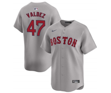 Men's Boston Red Sox #47 Enmanuel Valdez Gray Cool Base Stitched Baseball Jersey