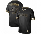 Men's Boston Red Sox #47 Tyler Thornburg Authentic Black Gold Fashion Baseball Jersey