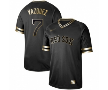 Men's Boston Red Sox #7 Christian Vazquez Authentic Black Gold Fashion Baseball Jersey