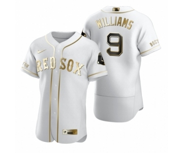 Men's Boston Red Sox #9 Ted Williams Nike White Authentic Golden Edition Jersey