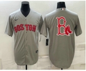 Men's Boston Red Sox Big Logo Grey Stitched MLB Cool Base Nike Jersey