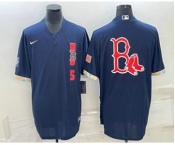 Men's Boston Red Sox Big Logo Navy Blue 2021 MLB All Star Stitched Cool Base Nike Jersey