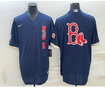 Men's Boston Red Sox Big Logo Navy Blue 2021 MLB All Star Stitched Cool Base Nike Jersey