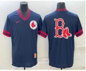 Men's Boston Red Sox Big Logo Navy Blue Nike Cooperstown Collection Legend V Neck Jersey