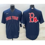 Men's Boston Red Sox Big Logo Navy Blue Stitched MLB Cool Base Nike Jersey