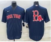 Men's Boston Red Sox Big Logo Navy Blue Stitched MLB Cool Base Nike Jersey