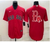 Men's Boston Red Sox Big Logo Red Stitched MLB Cool Base Nike Jersey