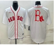 Men's Boston Red Sox Big Logo White Stitched MLB Cool Base Nike Jersey