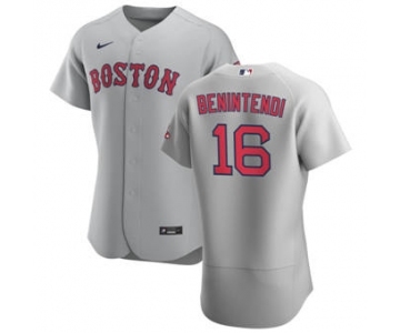 Men's Nike Boston Red Sox #16 Andrew Benintendi Gray Road 2020 Authentic Team Baseball Jersey