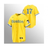 Men's Nike Boston Red Sox #17 Nathan Eovaldi Gold 2021 City Connect Stitched Baseball Jersey