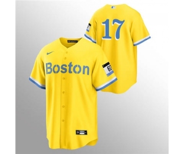 Men's Nike Boston Red Sox #17 Nathan Eovaldi Gold 2021 City Connect Stitched Baseball Jersey