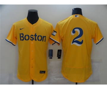 Men's Nike Boston Red Sox  #2 Xander Bogaerts Gold Flex Base Authentic Collection MLB Jersey