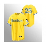 Men's Nike Boston Red Sox #25 Kevin Plawecki Gold 2021 City Connect Stitched Baseball Jersey