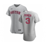 Men's Nike Boston Red Sox #3 Jose Peraza Gray Road 2020 Authentic Team Baseball Jersey