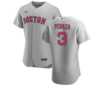 Men's Nike Boston Red Sox #3 Jose Peraza Gray Road 2020 Authentic Team Baseball Jersey