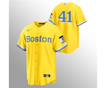 Men's Nike Boston Red Sox #41 Chris Sale Gold 2021 City Connect Stitched Baseball Jersey