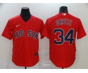 Nike Men's Boston Red Sox #34 David Ortiz Replica Red Alternate Home Retirement Patch Cool Base Baseball Jersey