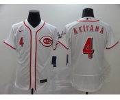 Men Cincinnati Reds #4 AKIYAMA Nike White Authentic 2020 Alternate Jersey