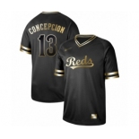 Men's Cincinnati Reds #13 Dave Concepcion Authentic Black Gold Fashion Baseball Jersey