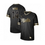 Men's Cincinnati Reds #14 Pete Rose Authentic Black Gold Fashion Baseball Jersey