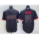 Men's Cincinnati Reds #14 Pete Rose Black 2023 City Connect Cool Base Stitched Jersey