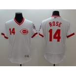 Men's Cincinnati Reds #14 Pete Rose White Flexbase Authentic Collection Cooperstown Baseball Jersey