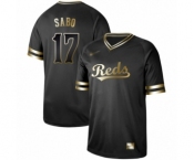 Men's Cincinnati Reds #17 Chris Sabo Authentic Black Gold Fashion Baseball Jersey