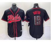 Men's Cincinnati Reds #19 Joey Votto Black 2023 City Connect Cool Base Stitched Jersey