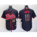 Men's Cincinnati Reds #19 Joey Votto Number Black 2023 City Connect Cool Base Stitched Jerseys