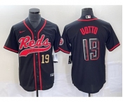 Men's Cincinnati Reds #19 Joey Votto Number Black 2023 City Connect Cool Base Stitched Jerseys