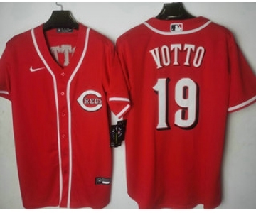 Men's Cincinnati Reds #19 Joey Votto Red Stitched MLB Cool Base Nike Jersey