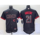 Men's Cincinnati Reds #21 Hunter Greene Black 2023 City Connect Flex Base Stitched Jersey