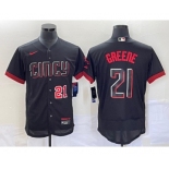 Men's Cincinnati Reds #21 Hunter Greene Number Black 2023 City Connect Flex Base Stitched Jersey