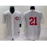 Men's Cincinnati Reds #21 Hunter Greene White Field of Dreams Stitched Baseball Jersey