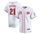 Men's Cincinnati Reds #21 Hunter Greene White Home Limited Stitched Baseball Jersey