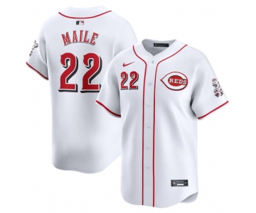 Men's Cincinnati Reds #22 Luke Maile White Home Limited Stitched Baseball Jersey