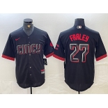 Men's Cincinnati Reds #27 Jake Fraley Black 2023 City Connect Cool Base Stitched Jersey