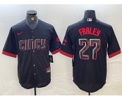 Men's Cincinnati Reds #27 Jake Fraley Black 2023 City Connect Cool Base Stitched Jersey