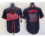 Men's Cincinnati Reds #30 Ken Griffey Jr Black 2023 City Connect Cool Base Stitched Jersey