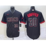 Men's Cincinnati Reds #30 Ken Griffey Jr Number Black 2023 City Connect Cool Base Stitched Jersey2