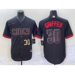 Men's Cincinnati Reds #30 Ken Griffey Jr Number Black 2023 City Connect Cool Base Stitched Jersey