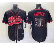 Men's Cincinnati Reds #30 Ken Griffey Jr Number Black 2023 City Connect Cool Base Stitched Jersey