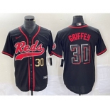 Men's Cincinnati Reds #30 Ken Griffey Jr Number Black 2023 City Connect Cool Base Stitched Jerseys