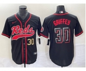 Men's Cincinnati Reds #30 Ken Griffey Jr Number Black 2023 City Connect Cool Base Stitched Jerseys